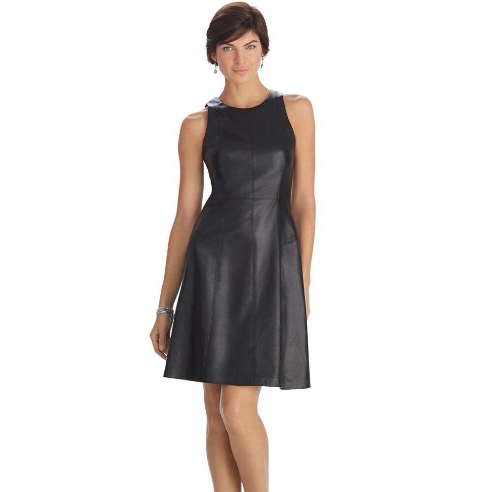 LIMITED EDITION SLEEVELESS LEATHER A-LINE DRESS 14